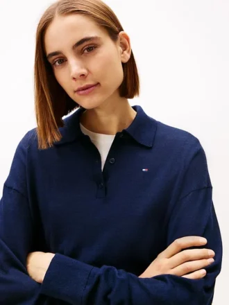 Pullover-Polo aus Woll-Seiden-Mischung