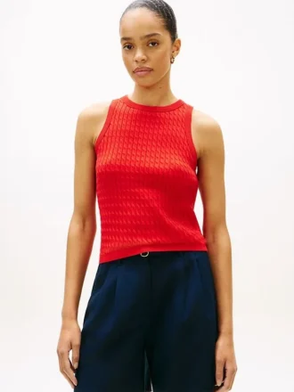 Pullover-Tanktop mit Zopfmuster