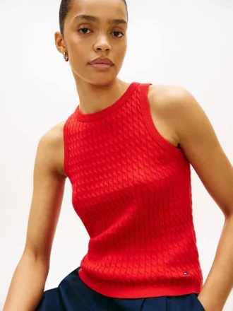 Pullover-Tanktop mit Zopfmuster