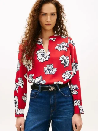 Pullover-Top aus Crêpe mit Blumenprint