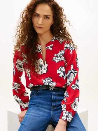 Pullover-Top aus Crêpe mit Blumenprint
