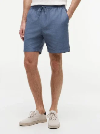 Regular Fit 7″ Shorts aus Baumwoll-Leinen-Mischung
