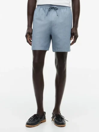 Regular Fit 7″ Shorts aus Baumwoll-Leinen-Mischung