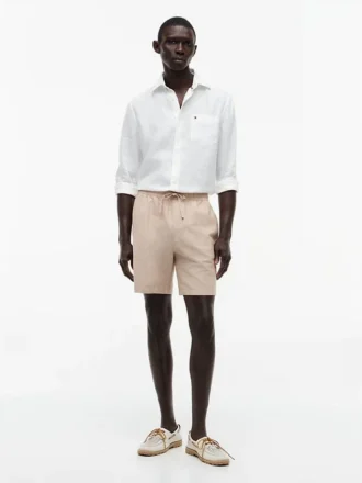 Regular Fit 7″ Shorts aus Baumwoll-Leinen-Mischung