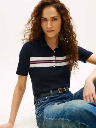 Regular Fit Block Stripe Stretch Polo