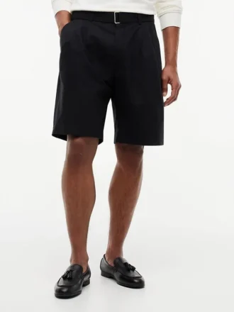 Relaxed Fit 10″ Plissee-Shorts mit Gürtel