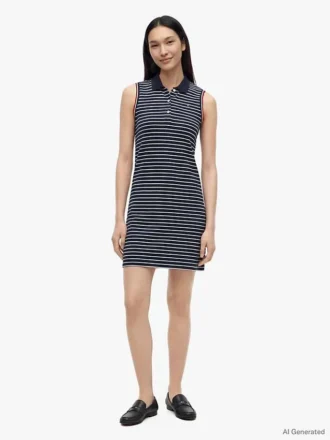 Ärmelloses gestreiftes Polokleid