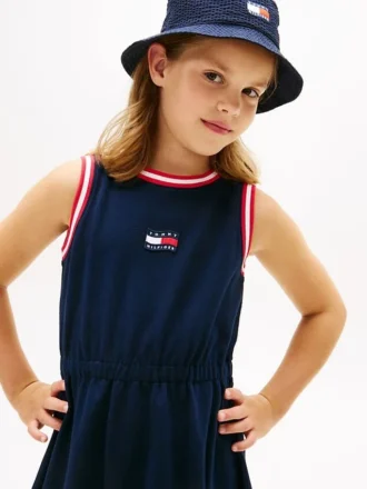 Ärmelloses Kleid für Kinder mit gewelltem Flaggenlogo