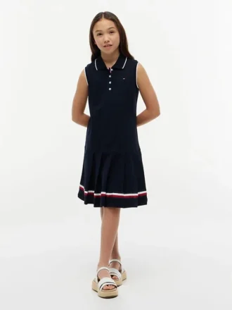 Ärmelloses Plissee-Polo-Kleid für Kinder