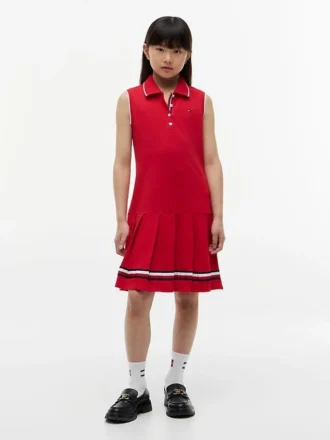 Ärmelloses Plissee-Polo-Kleid für Kinder