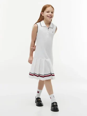 Ärmelloses Plissee-Polo-Kleid für Kinder