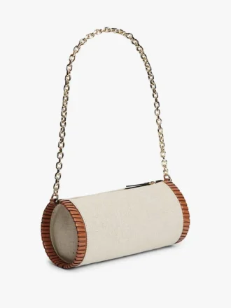 Script Monogram Leinen-Tasche mit Kettenriemen