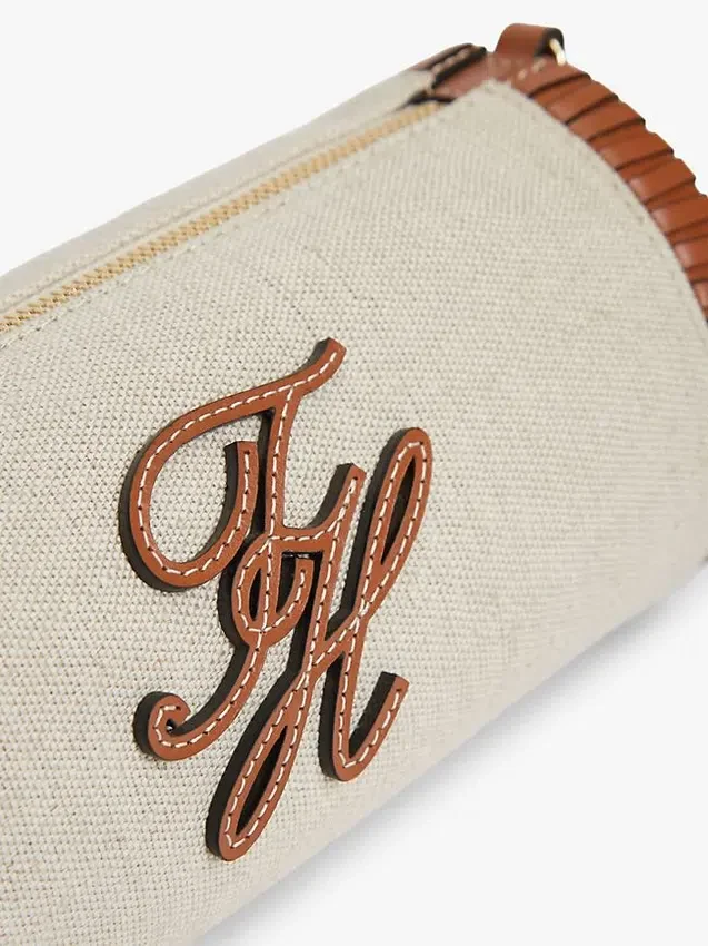 Script Monogram Leinen-Tasche mit Kettenriemen Script Monogram Leinen-Tasche mit Kettenriemen