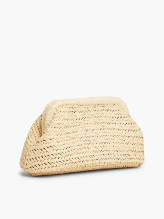 Script Monogram Raffia Clutch