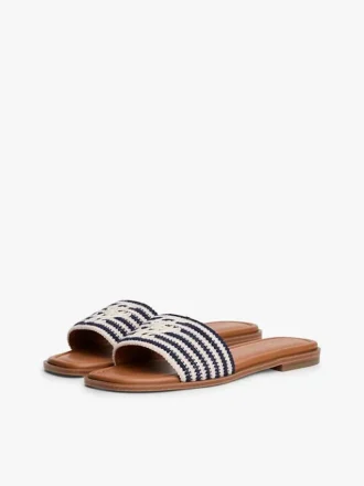 Script Monogram Stripe Woven Slide