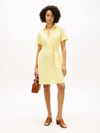 Shirtkleid aus Leinen-Baumwoll-Mischung mit Gürtel