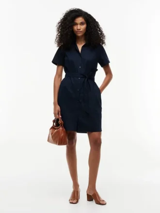 Shirtkleid aus Leinen-Baumwoll-Mischung mit Gürtel Shirtkleid aus Leinen-Baumwoll-Mischung mit Gürtel