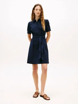 Shirtkleid mit Puffärmeln und Gürtel