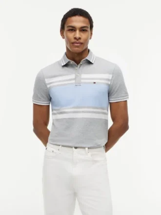 slim fit block stripe stretch piqu polo 1 4 330x440 - Slim Fit Block Stripe Stretch Piqu&eacute;-Polo