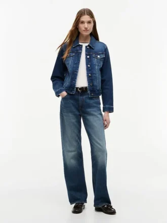 Slim Fit Dark Wash Stretch-Jeansjacke