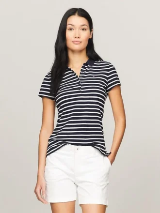 Slim Fit gestreiftes Stretch-Baumwoll-Polo