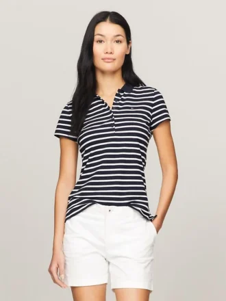 Slim Fit gestreiftes Stretch-Baumwoll-Polo