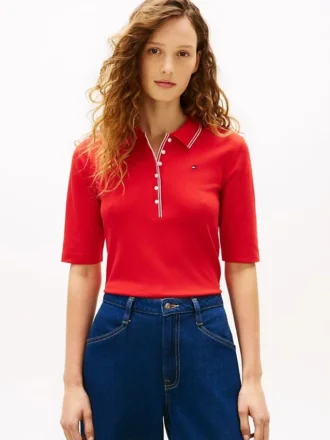 Slim Fit Kurzarm-Polo mit Zierstreifen