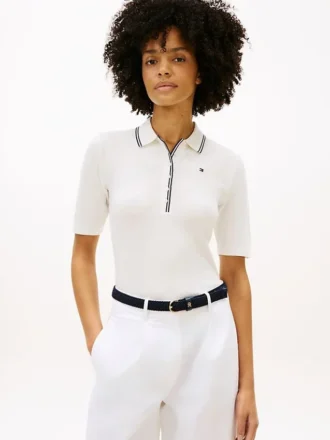 Slim Fit Kurzarm-Polo mit Zierstreifen