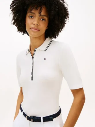 Slim Fit Kurzarm-Polo mit Zierstreifen