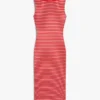Slim Fit Midi-Kleid mit Streifen und U-Boot-Ausschnitt Slim Fit Midi-Kleid mit Streifen und U-Boot-Ausschnitt