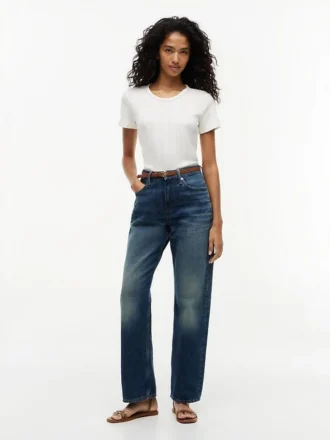 Slim Fit Pointelle T-Shirt mit Rundhalsausschnitt