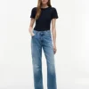 Slim Fit Pointelle T-Shirt mit Rundhalsausschnitt Slim Fit Pointelle T-Shirt mit Rundhalsausschnitt