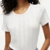 Slim Fit Pointelle T-Shirt mit Rundhalsausschnitt Slim Fit Pointelle T-Shirt mit Rundhalsausschnitt