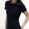 Slim Fit Pointelle T-Shirt mit Rundhalsausschnitt Slim Fit Pointelle T-Shirt mit Rundhalsausschnitt