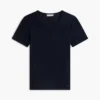 Slim Fit Pointelle T-Shirt mit Rundhalsausschnitt Slim Fit Pointelle T-Shirt mit Rundhalsausschnitt