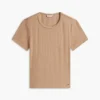 Slim Fit Pointelle T-Shirt mit Rundhalsausschnitt Slim Fit Pointelle T-Shirt mit Rundhalsausschnitt