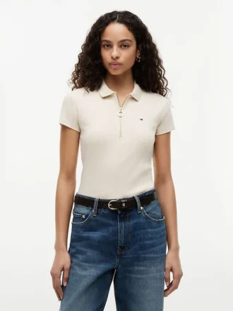 Slim-Fit-Polo mit Reißverschluss