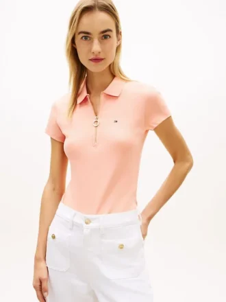Slim-Fit-Polo mit Reißverschluss