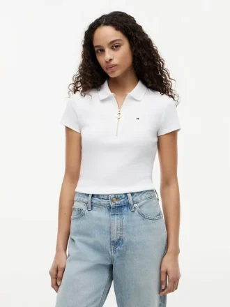 Slim-Fit-Polo mit Reißverschluss
