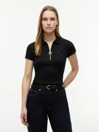 Slim-Fit-Polo mit Reißverschluss
