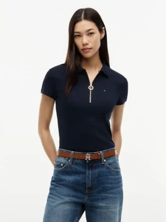 Slim-Fit-Polo mit Reißverschluss