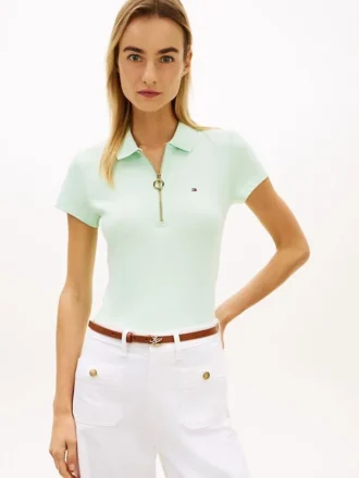 Slim-Fit-Polo mit Reißverschluss