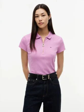 Slim-Fit-Polo mit Reißverschluss