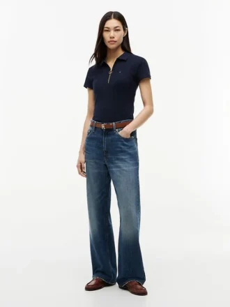 Slim-Fit-Polo mit Reißverschluss