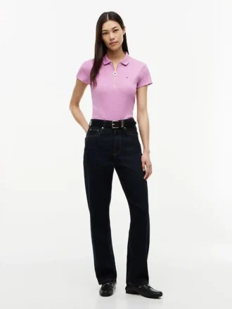 Slim-Fit-Polo mit Reißverschluss