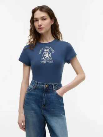 Slim Fit T-Shirt mit gewebtem Wappenlogo