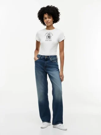 Slim Fit T-Shirt mit gewebtem Wappenlogo