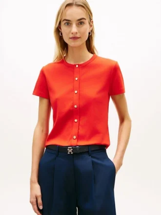 Slim-Fit-T-Shirt mit Knöpfen