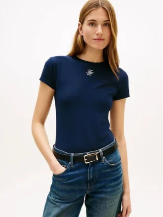 Slim-Fit-T-Shirt mit Schriftzug-Monogramm