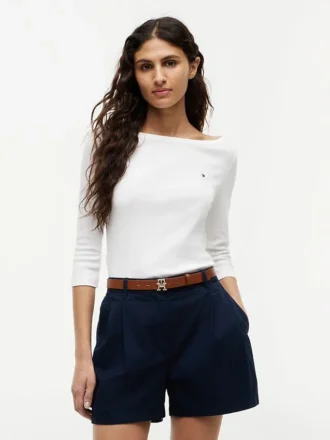 Slim-Fit-T-Shirt mit U-Boot-Ausschnitt